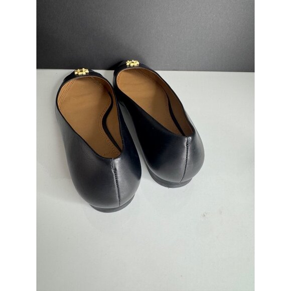 Tory Burch Everly Pointed Toe Flat Leather Shoes Black Size 6.5 New - Picture 3 of 8